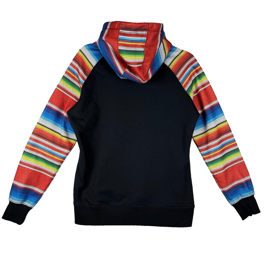 HOOEY‎ Tijuana Hooded Sweatshirt Aztec Striped Women's Size M Raglan Sleeves - Picture 2 of 13